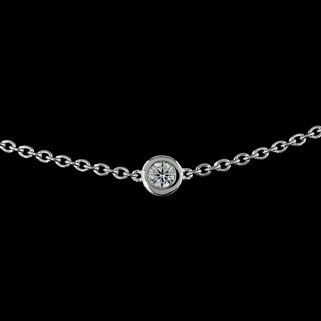 1.53 Cts 14k White Gold Round Shape Station Necklace - Image 3