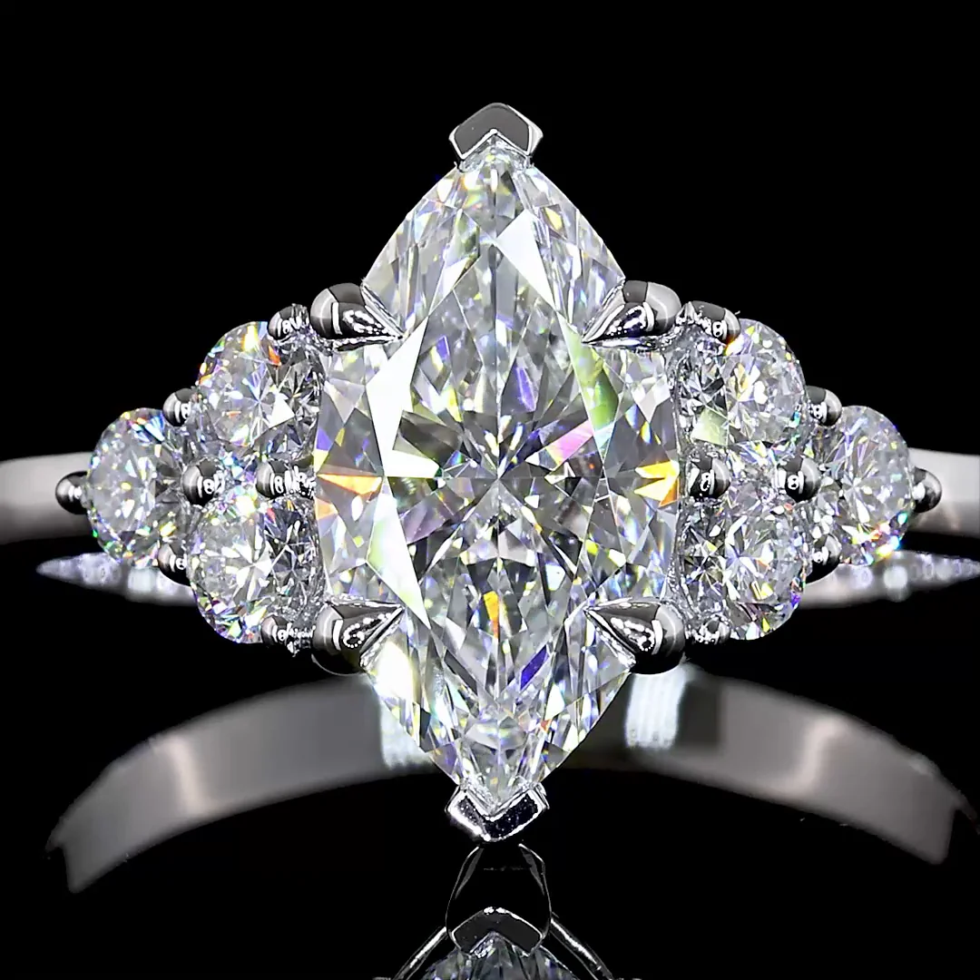 1.99 Cts 14k White Gold Mix Shape Special Ring - Image 3