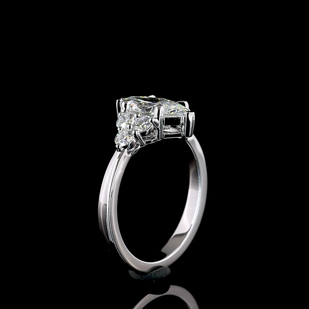 1.99 Cts 14k White Gold Mix Shape Special Ring - Image 4