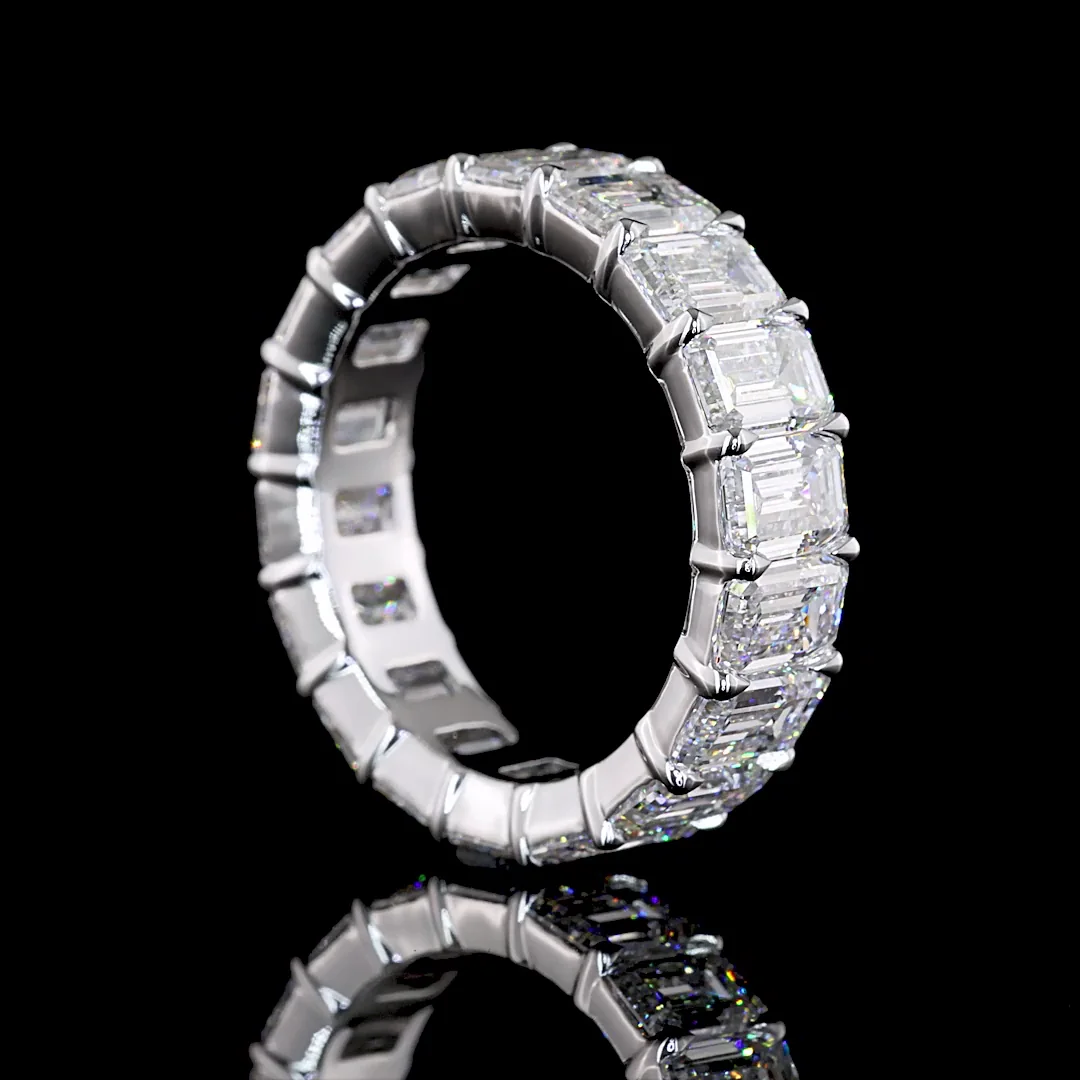 7.98 Cts 14k White Gold Emerald Shape Eternity Band Eternity Band - Image 2