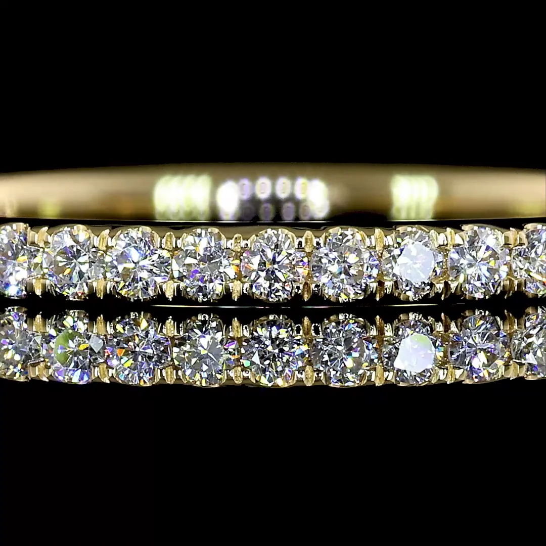 0.25 Cts 14k Yellow Gold Round Shape 3/4 Band Eternity Band - Image 3