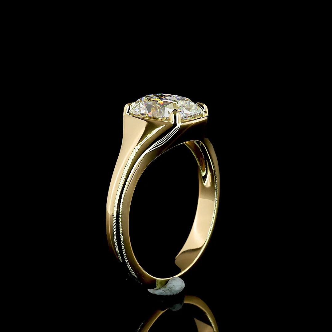 2.09 Cts 14k Yellow Gold Antique Cushion Shape Solitaire Ring - Image 4
