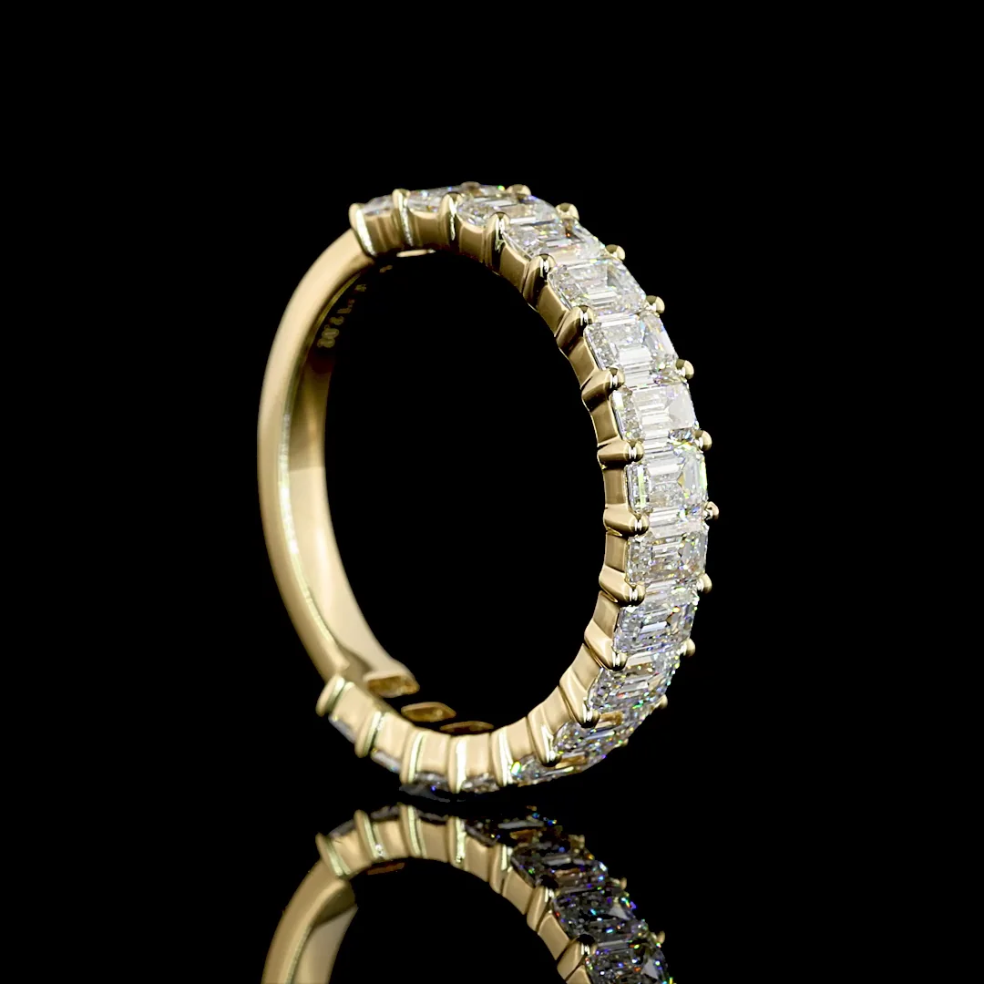 2.01 Cts 14k Yellow Gold Emerald Shape 3/4 Band Eternity Band - Image 2