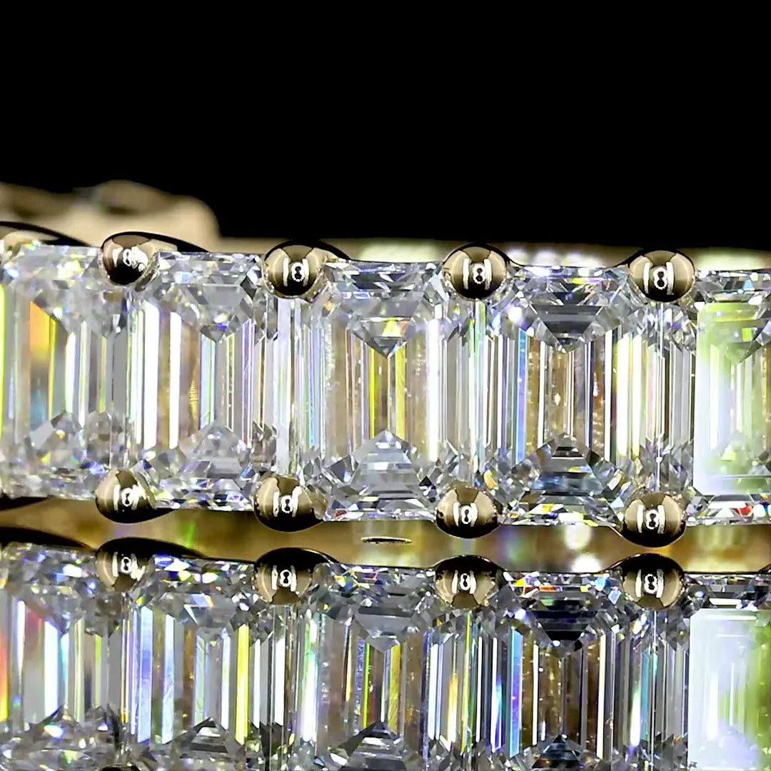 2.01 Cts 14k Yellow Gold Emerald Shape 3/4 Band Eternity Band - Image 3