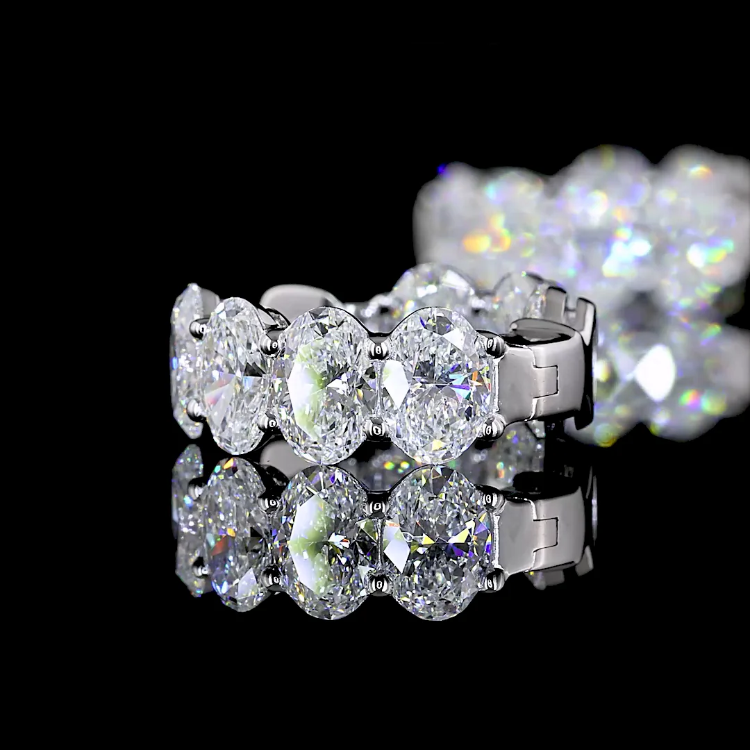 4.05 Cts 14k White Gold Oval Shape Huggies Earring - Image 4