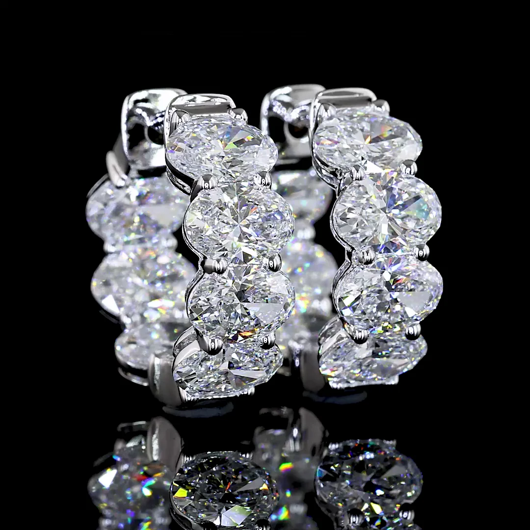 4.05 Cts 14k White Gold Oval Shape Huggies Earring - Video