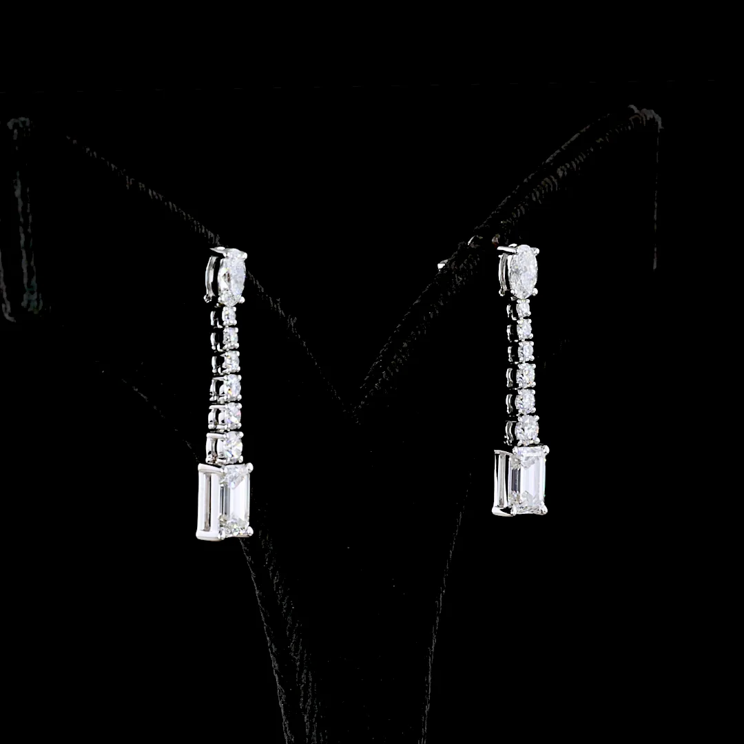 3.1 Cts 14k White Gold Mix Shape Hanging Earring - Image 2