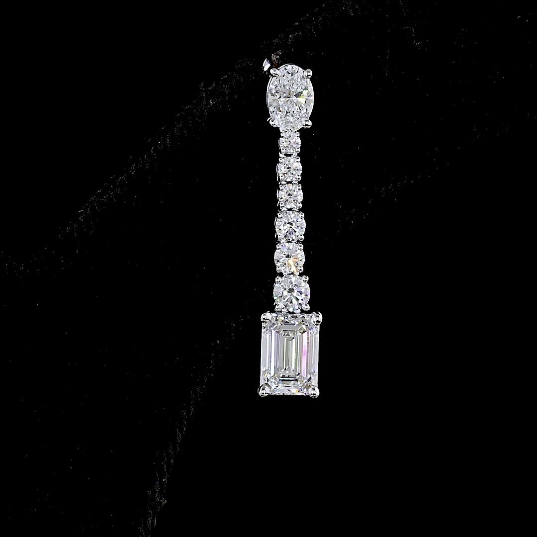 3.1 Cts 14k White Gold Mix Shape Hanging Earring - Image 3