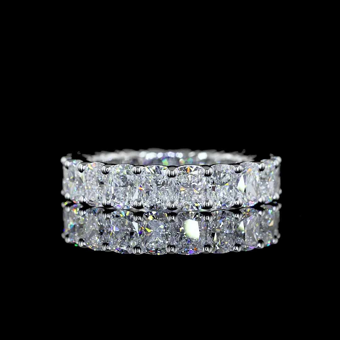 4.01 Cts 14k White Gold Cushion Brilliant Shape Eternity Band Eternity Band - Video