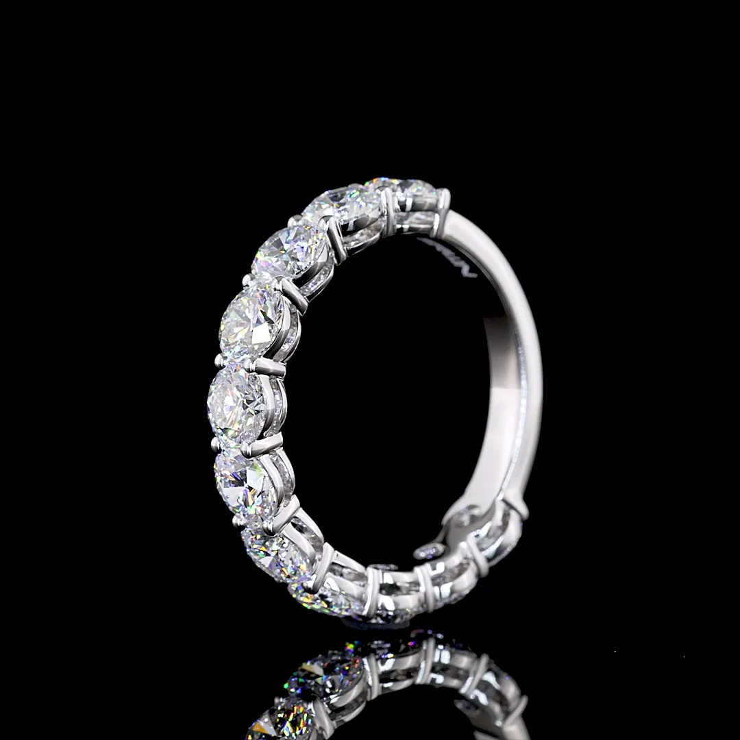 2.97 Cts 14k White Gold Round Shape 3/4 Band Eternity Band - Image 4