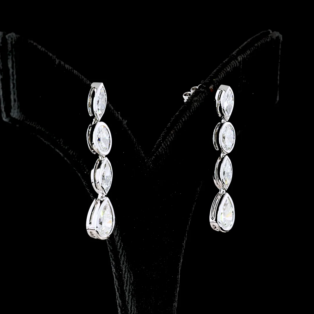3.57 Cts 14k White Gold Mix Shape Hanging Earring - Image 2