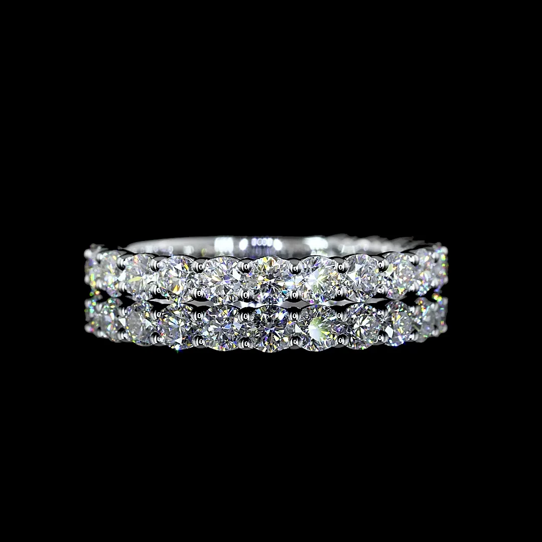 1.1 Cts 14k White Gold Round Shape 3/4 Band Eternity Band - Video