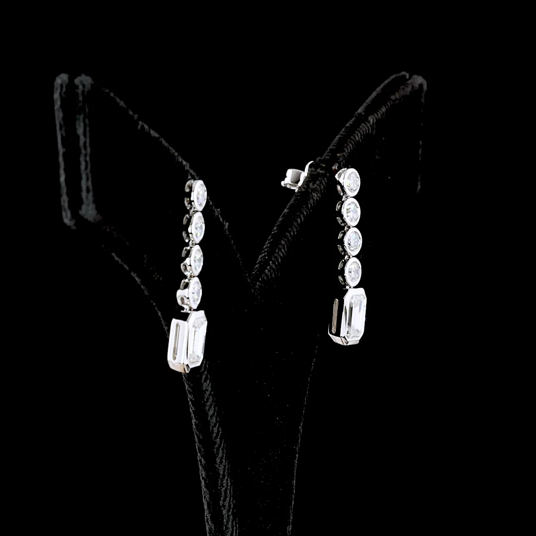 2.56 Cts 14k White Gold Mix Shape Hanging Earring - Image 2