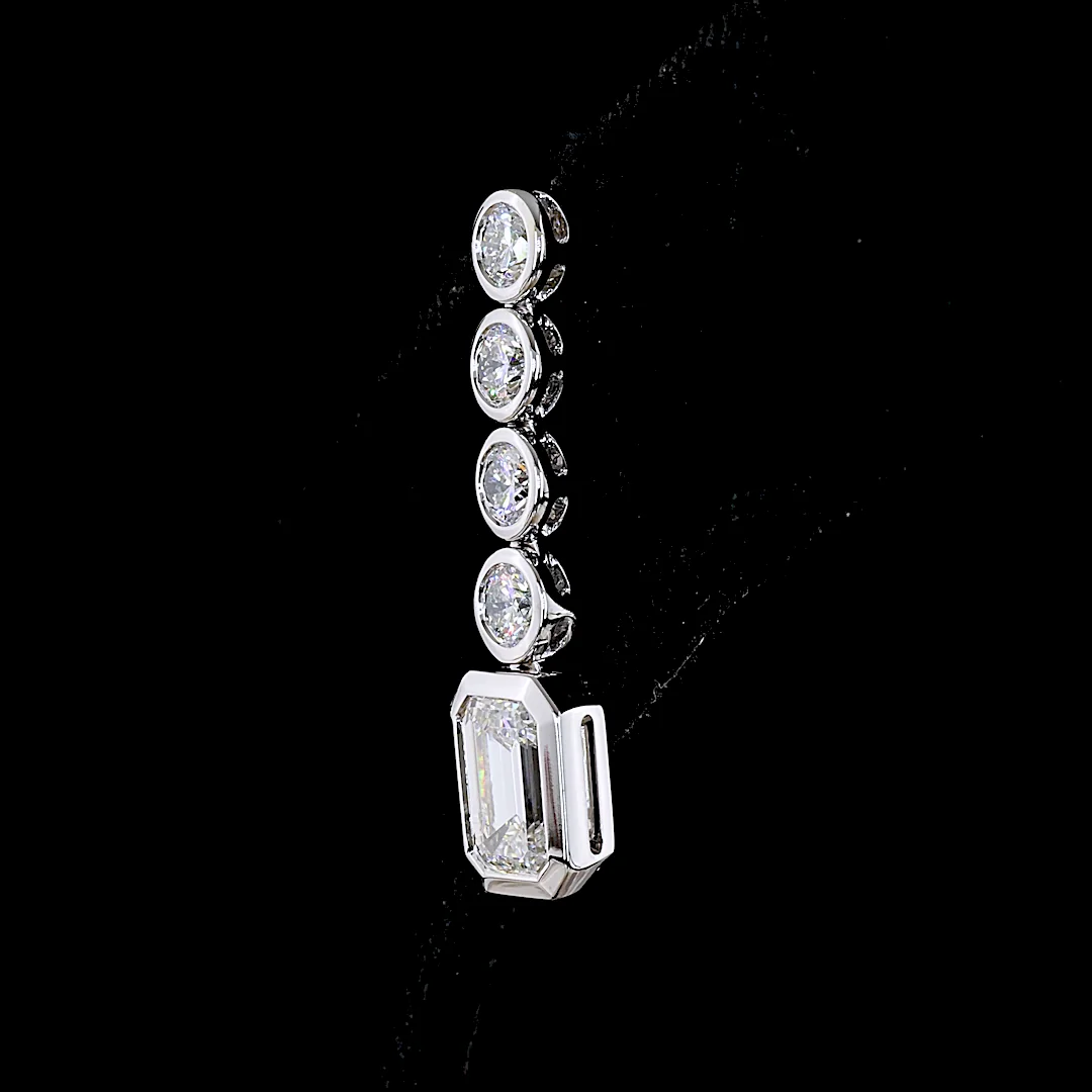 2.56 Cts 14k White Gold Mix Shape Hanging Earring - Image 4