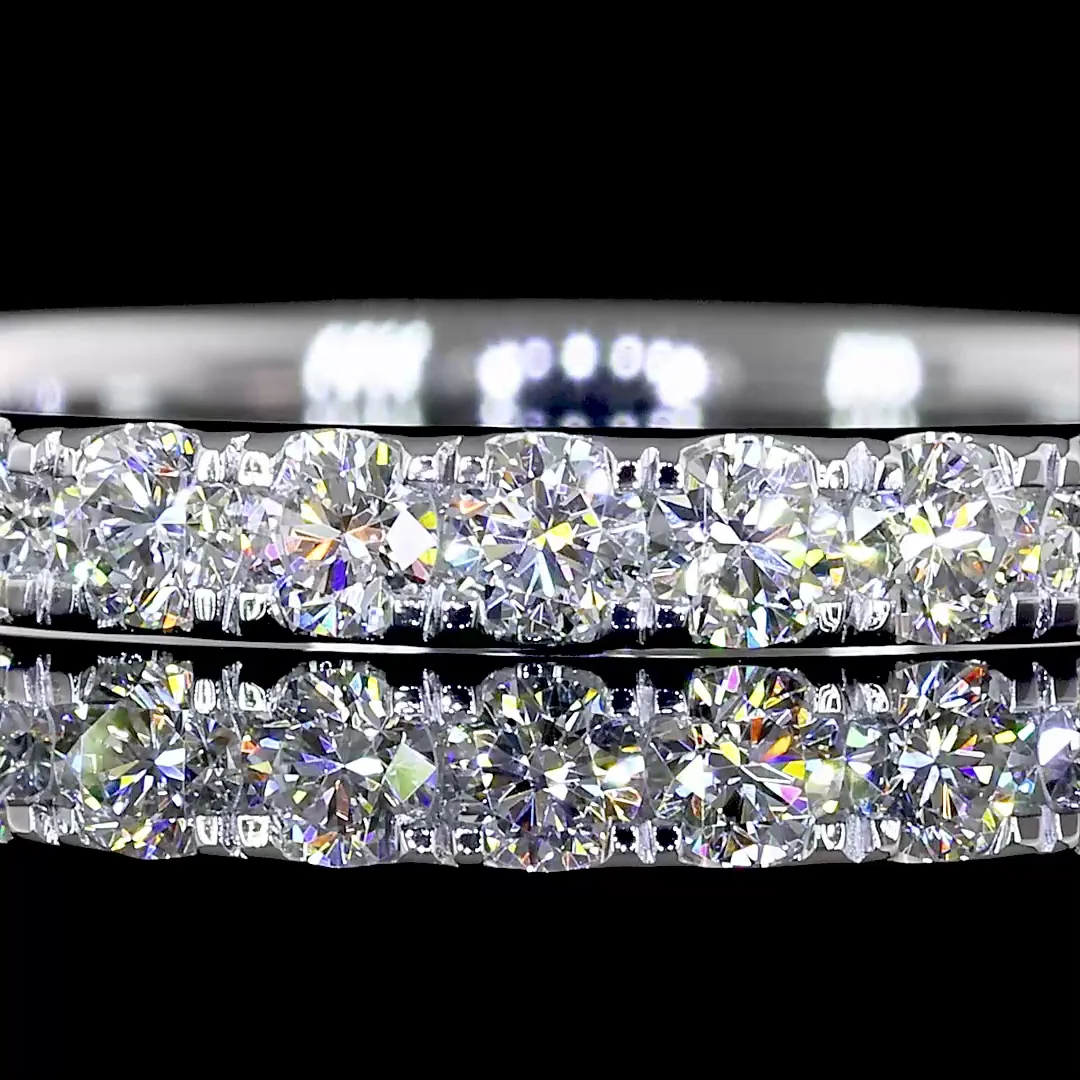 0.53 Cts 14k White Gold Round Shape 3/4 Band Eternity Band - Image 3