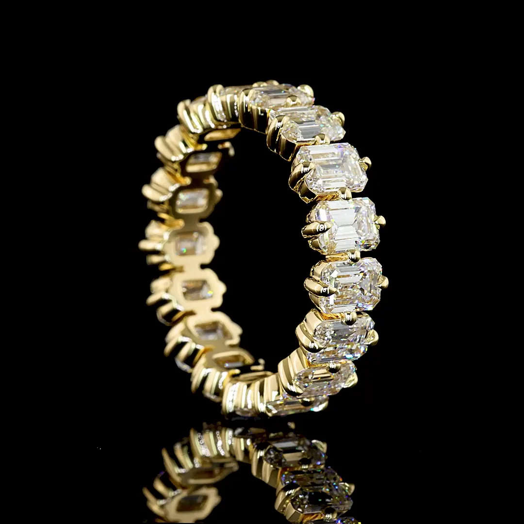 4.34 Cts 14k Yellow Gold Emerald Shape Eternity Band Eternity Band - Image 2