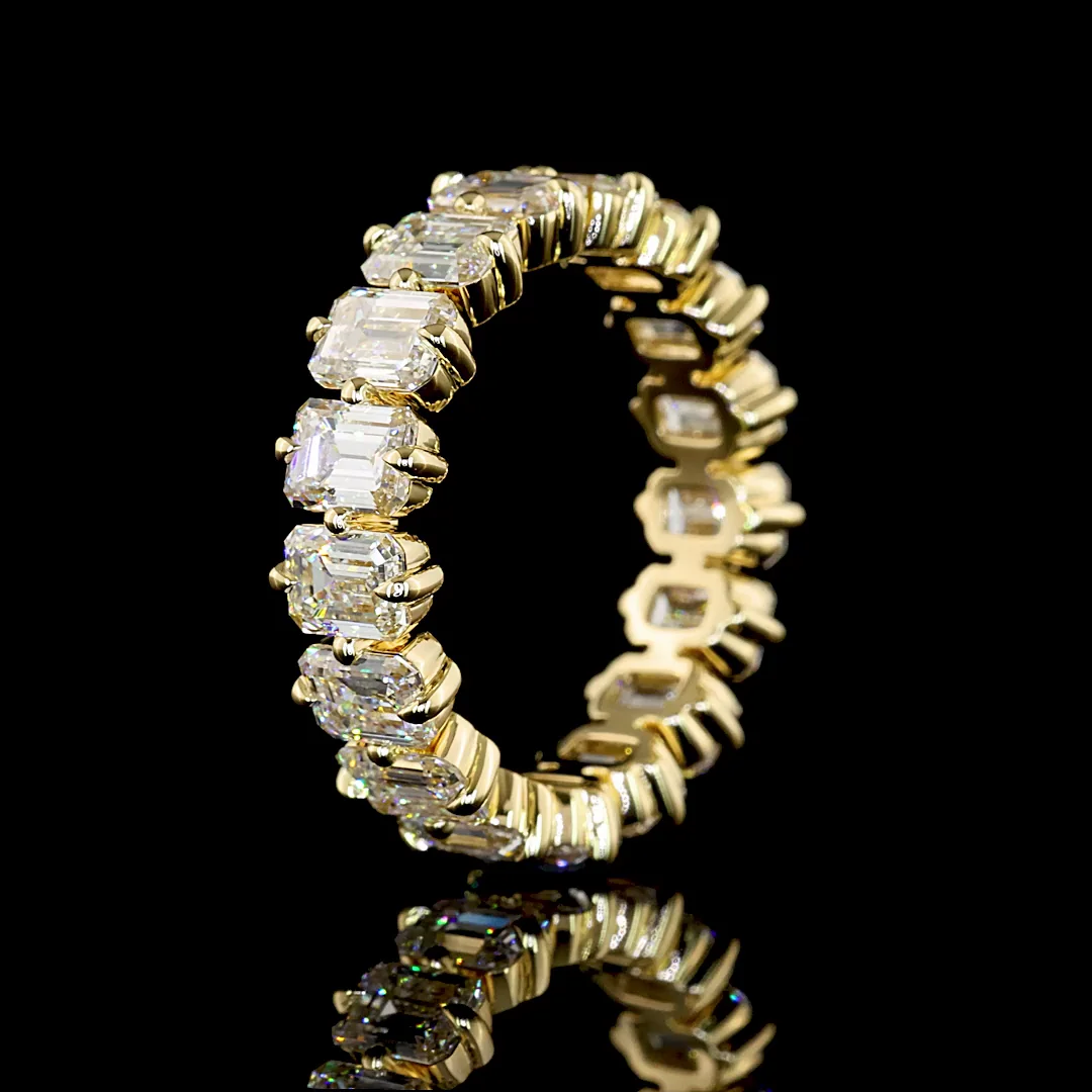 4.34 Cts 14k Yellow Gold Emerald Shape Eternity Band Eternity Band - Image 4