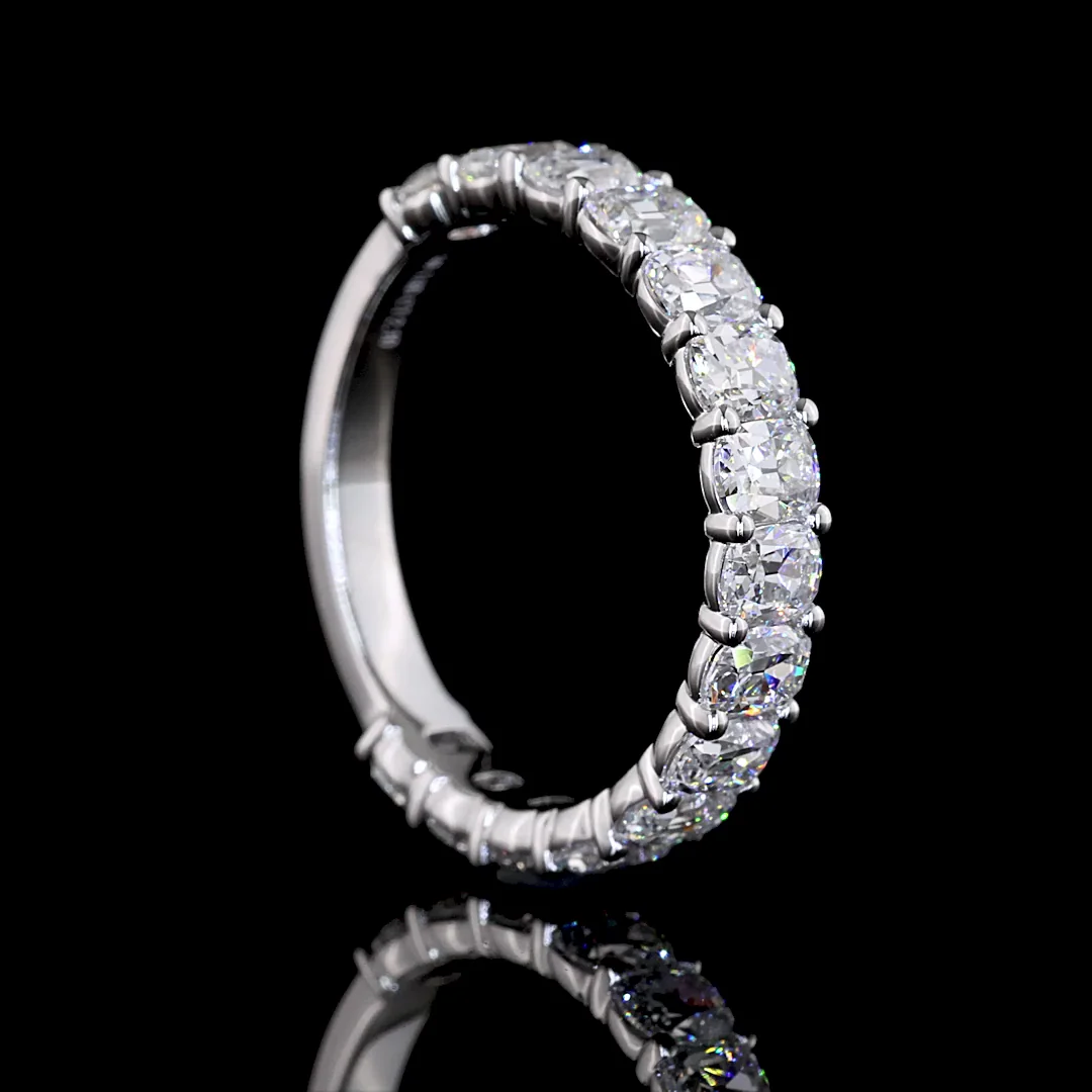 2.1 Cts 14k White Gold Antique Cushion Shape 3/4 Band Eternity Band - Image 2