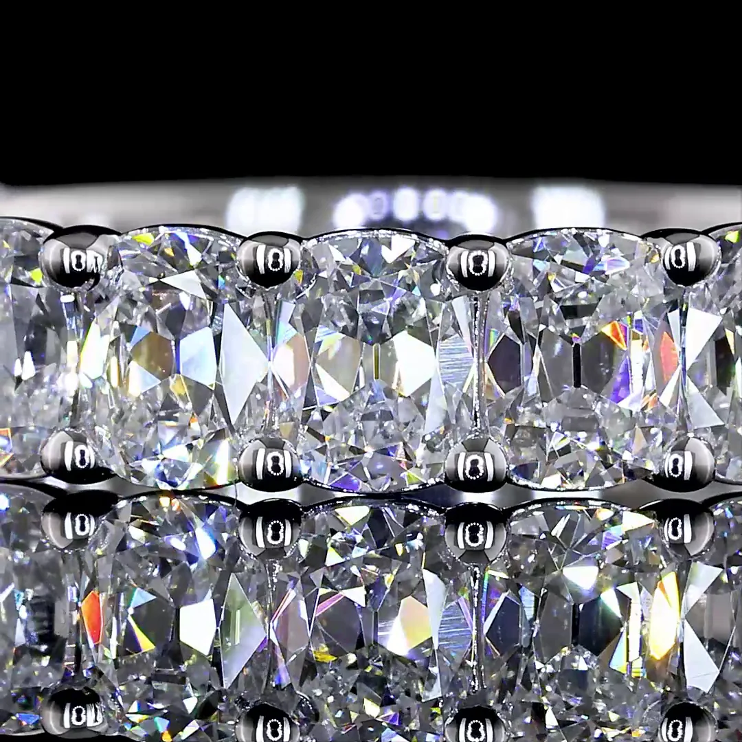 2.1 Cts 14k White Gold Antique Cushion Shape 3/4 Band Eternity Band - Image 3