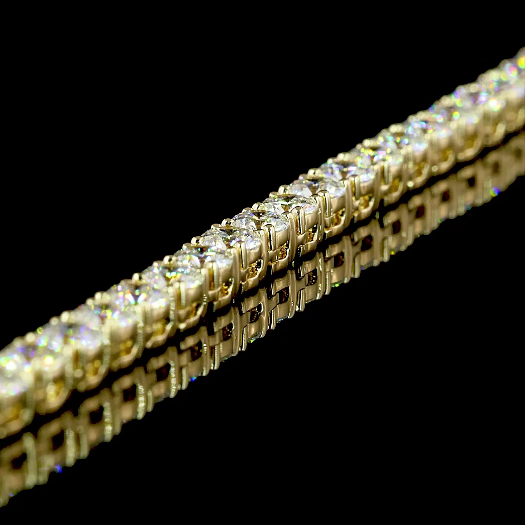 10.8 Cts 14k Yellow Gold Round Shape Tennis Necklace - Image 2