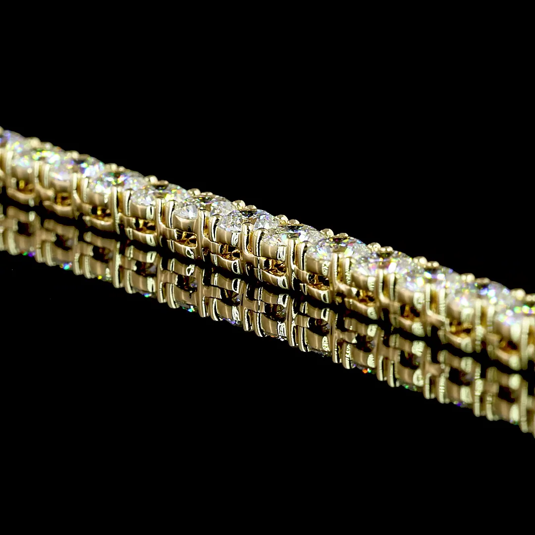 10.8 Cts 14k Yellow Gold Round Shape Tennis Necklace - Image 4