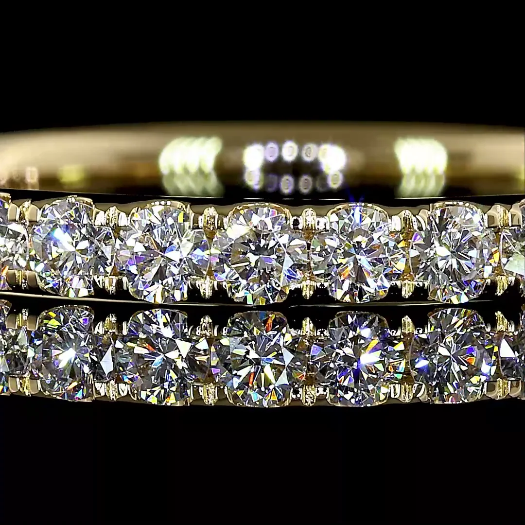 0.53 Cts 14k Yellow Gold Round Shape Half Eternity Eternity Band - Image 3