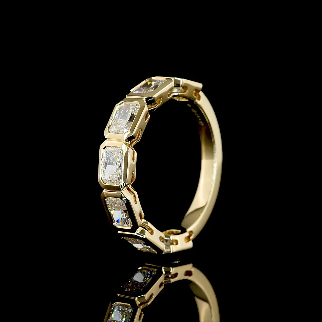 2.17 Cts 14k Yellow Gold Radiant Shape 7 Stones Eternity Band - Image 4