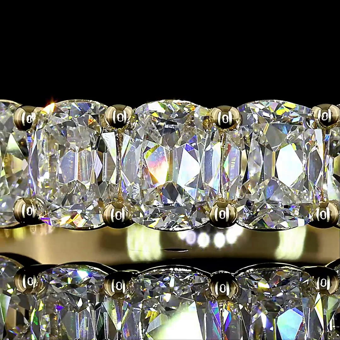 2.22 Cts 14k Yellow Gold Antique Cushion Shape Half Eternity Eternity Band - Image 3