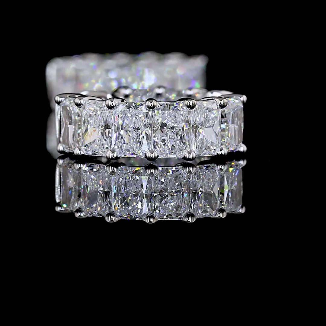 3.26 Cts 14k White Gold Radiant Shape Huggies Earring - Image 4