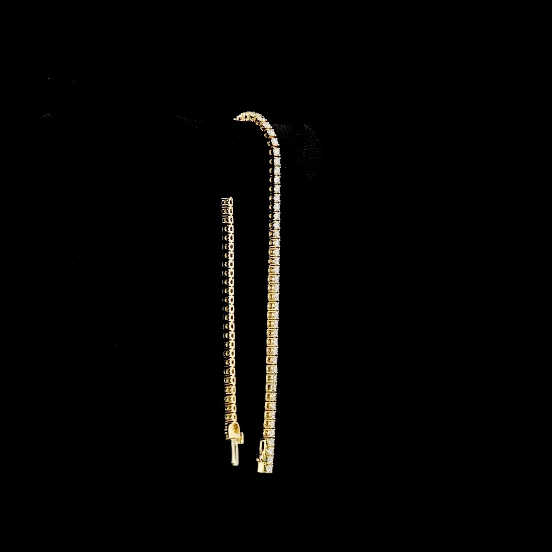 2.8 Cts 14k Yellow Gold Round Shape Tennis Bracelet - Image 3