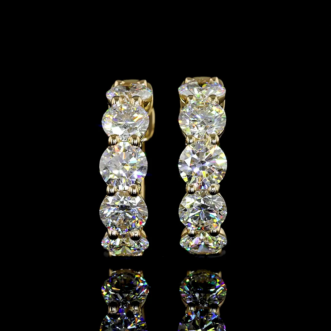 1.97 Cts 14k Yellow Gold Round Shape Huggies Earring - Video