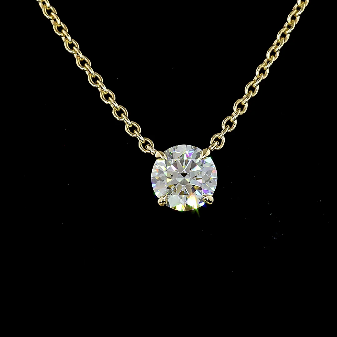 1.51 Cts 14k Yellow Gold Round Shape Solitaire Pendant - Image 3