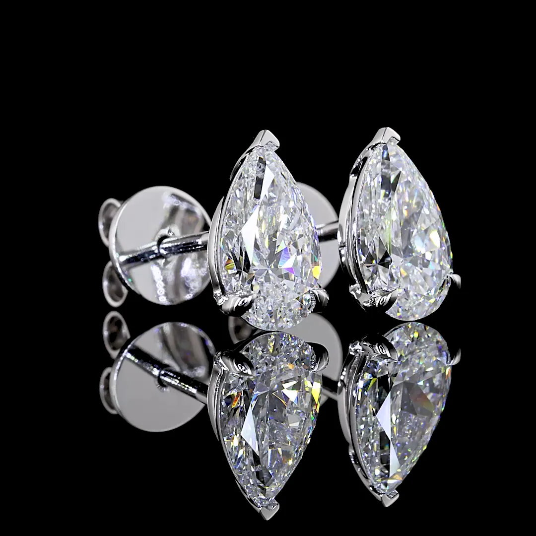 1.47 Cts 14k White Gold Pear Shape Studs Earring - Image 4