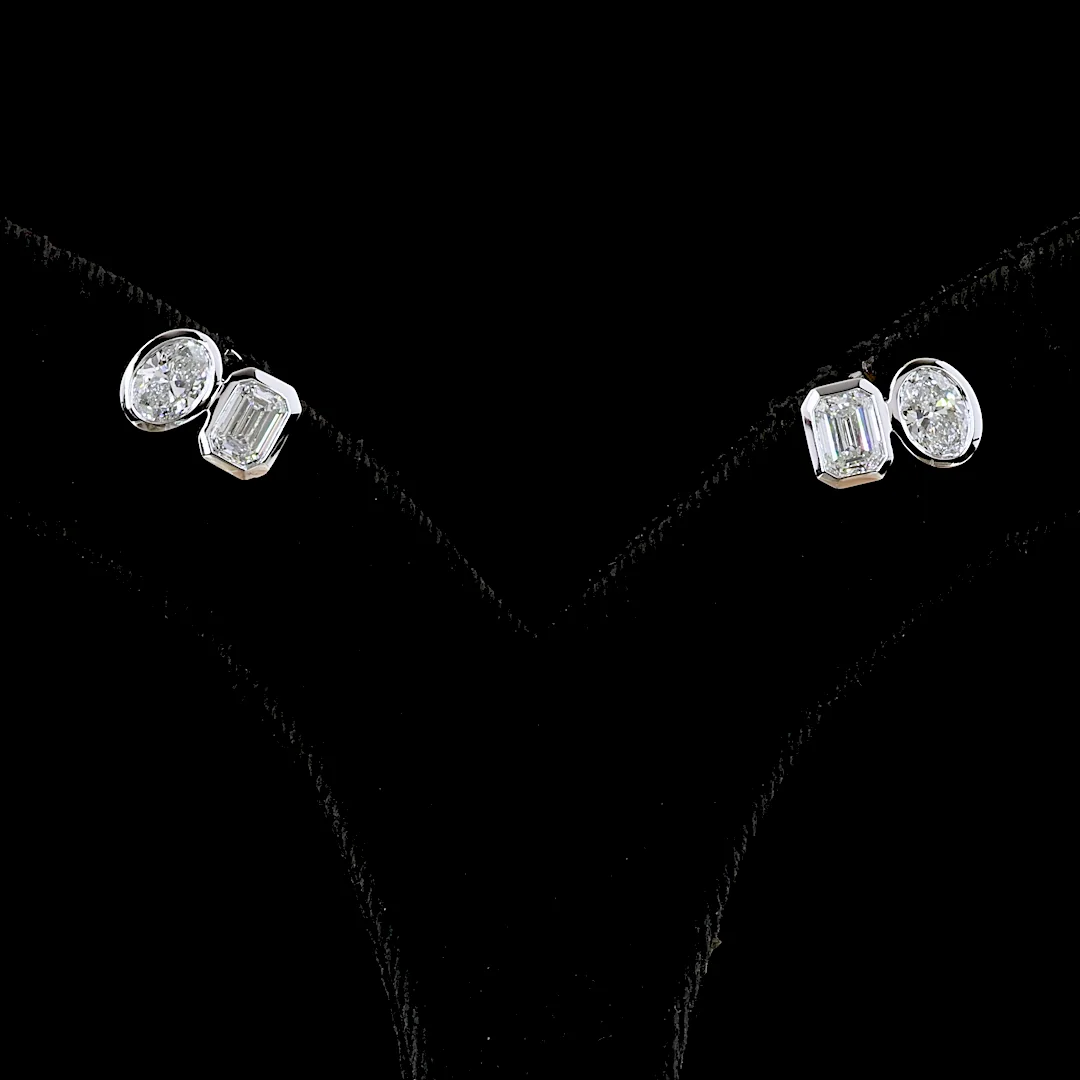 1.96 Cts 14k White Gold Mix Shape Studs Earring - Video