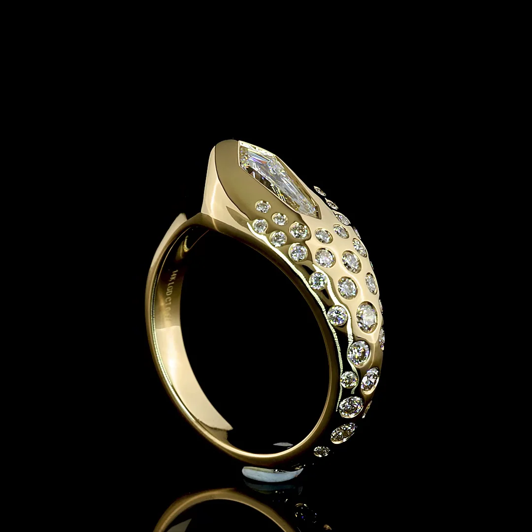 0.98 Cts 14k Yellow Gold Mix Shape Special Ring - Image 2