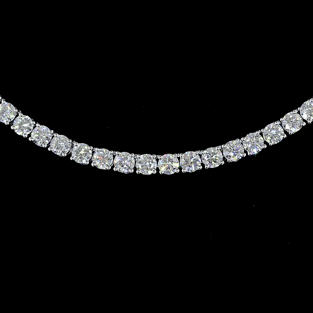 10 Cts 14k White Gold Round Shape Tennis Necklace - Image 3