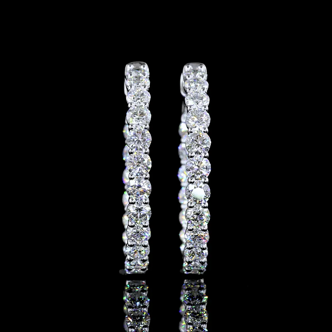 3.31 Cts 14k White Gold Round Shape Hoops Earring - Video