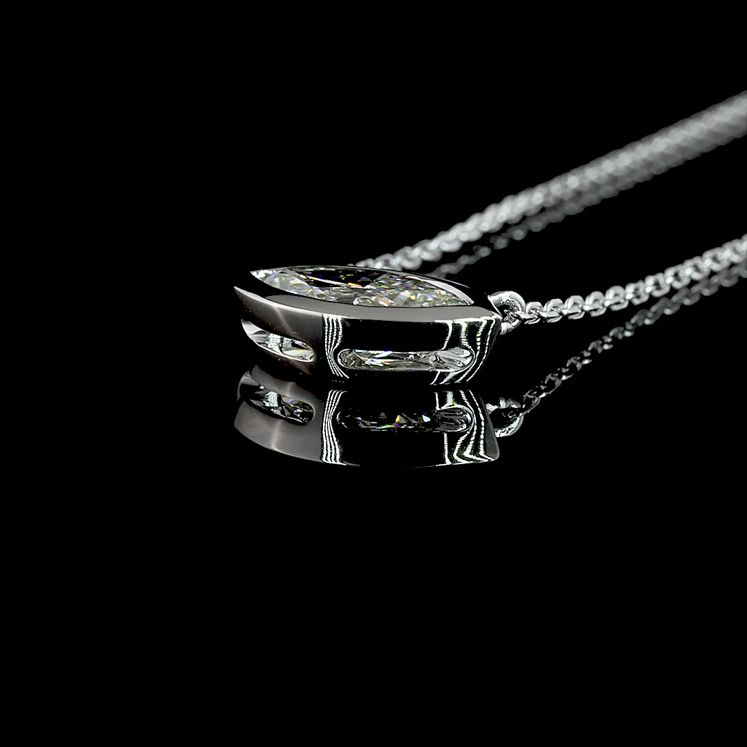 1.01 Cts 14k White Gold Marquise Shape Solitaire Pendant - Image 4