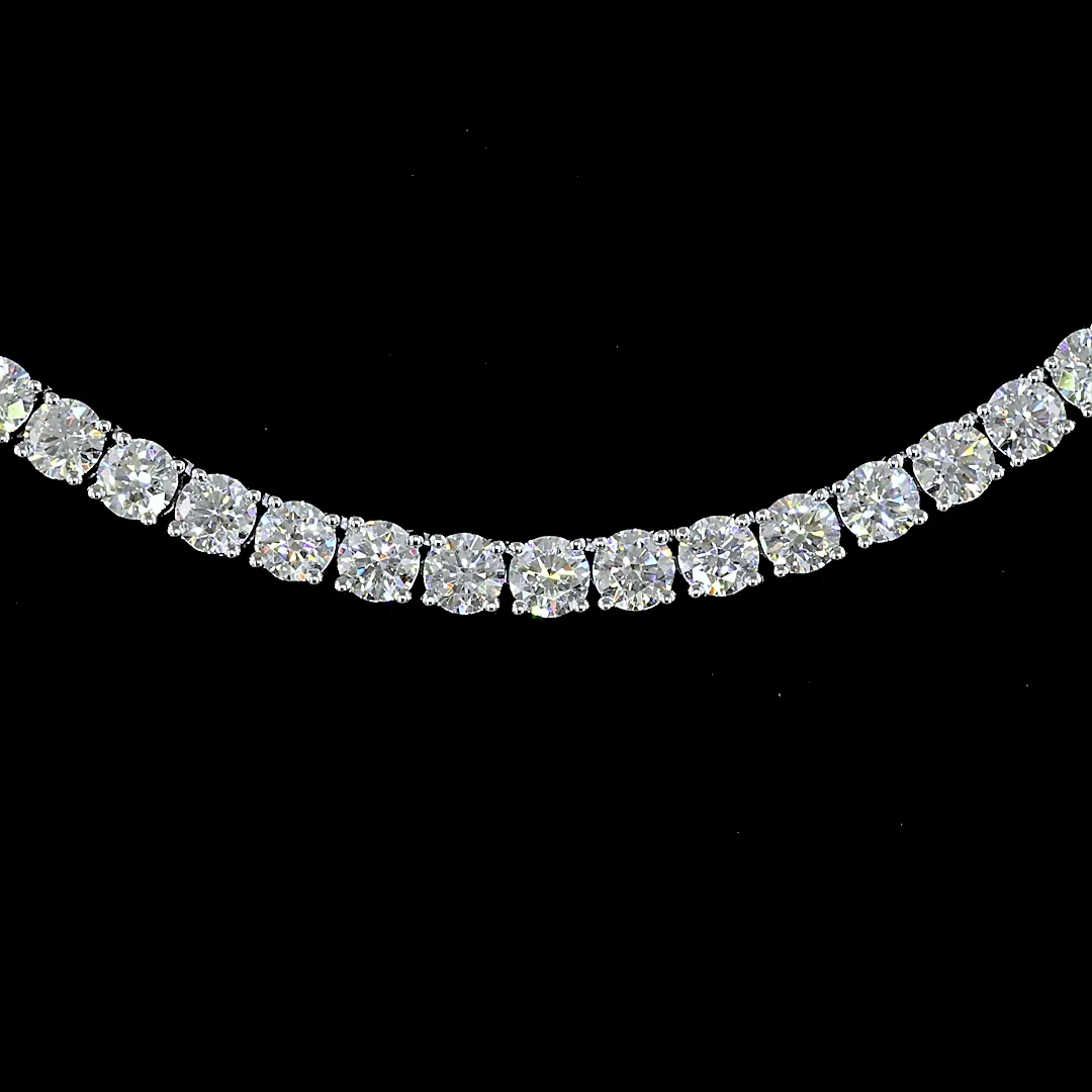 11.9 Cts 14k White Gold Round Shape Tennis Necklace - Image 3