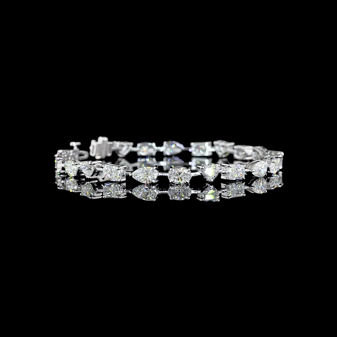 9.92 Cts 14k White Gold Mix Shape Station Bracelet - Video