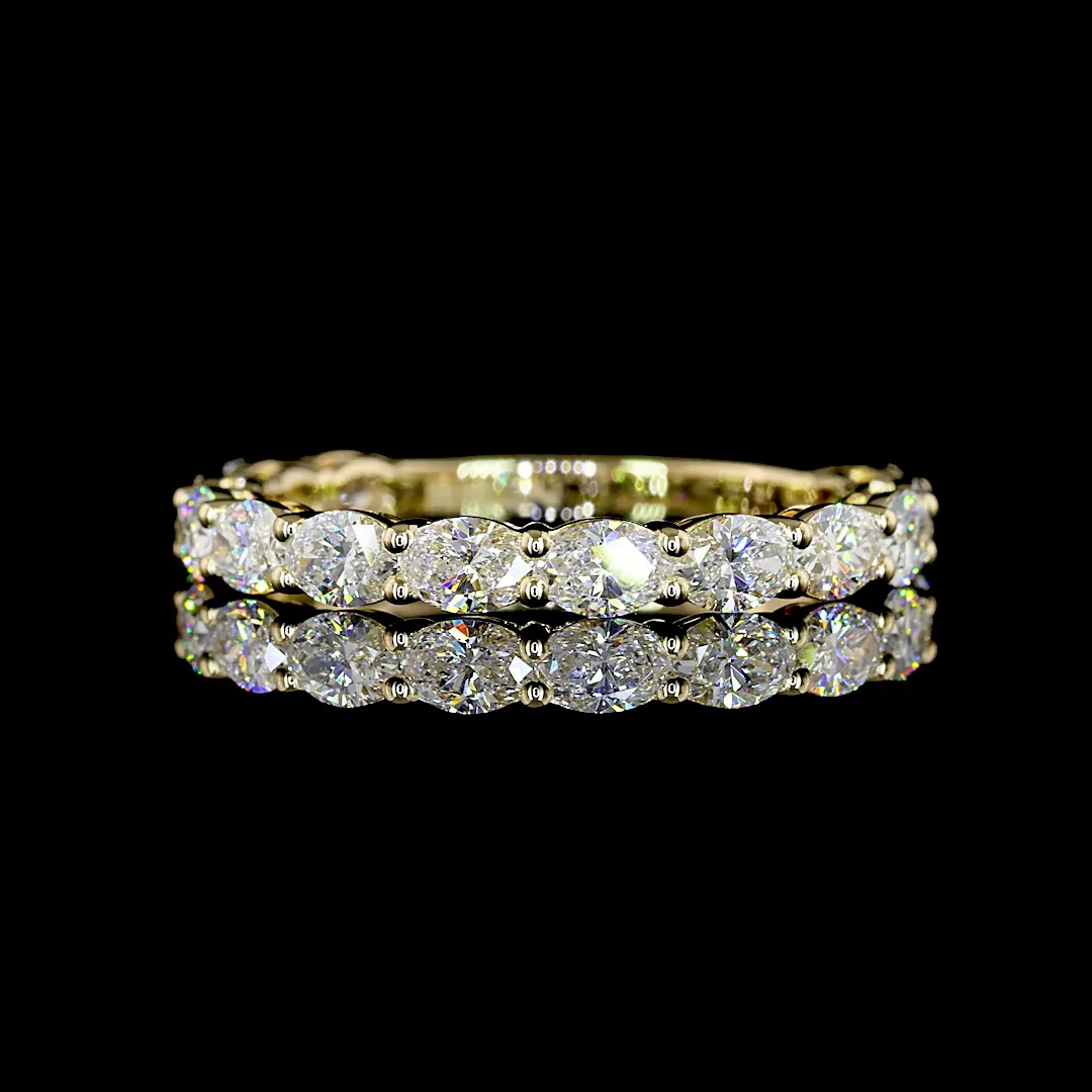 1.4 Cts 14k Yellow Gold Oval Shape 3/4 Band Eternity Band - Video