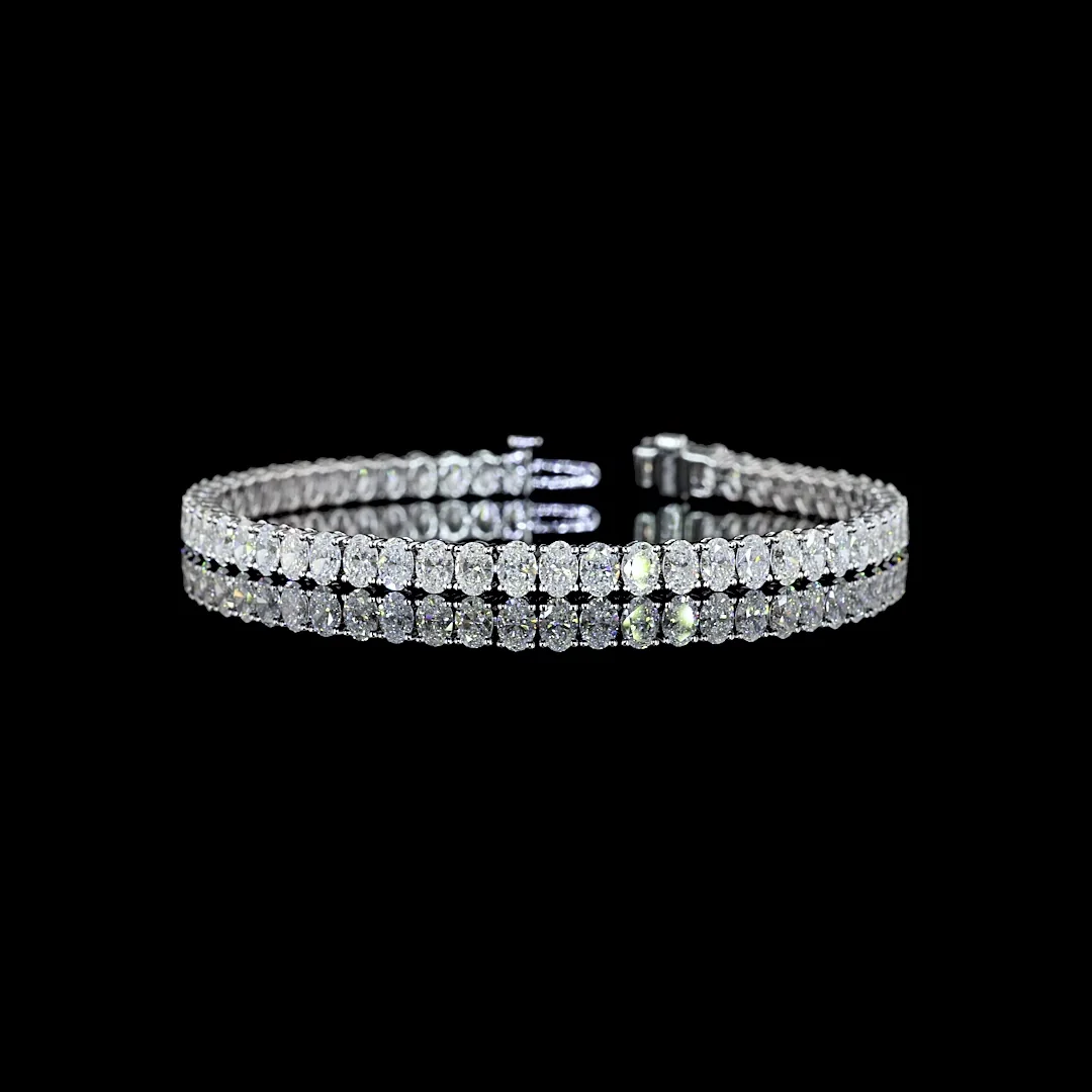 8.68 Cts 14k White Gold Oval Shape Tennis Bracelet - Video