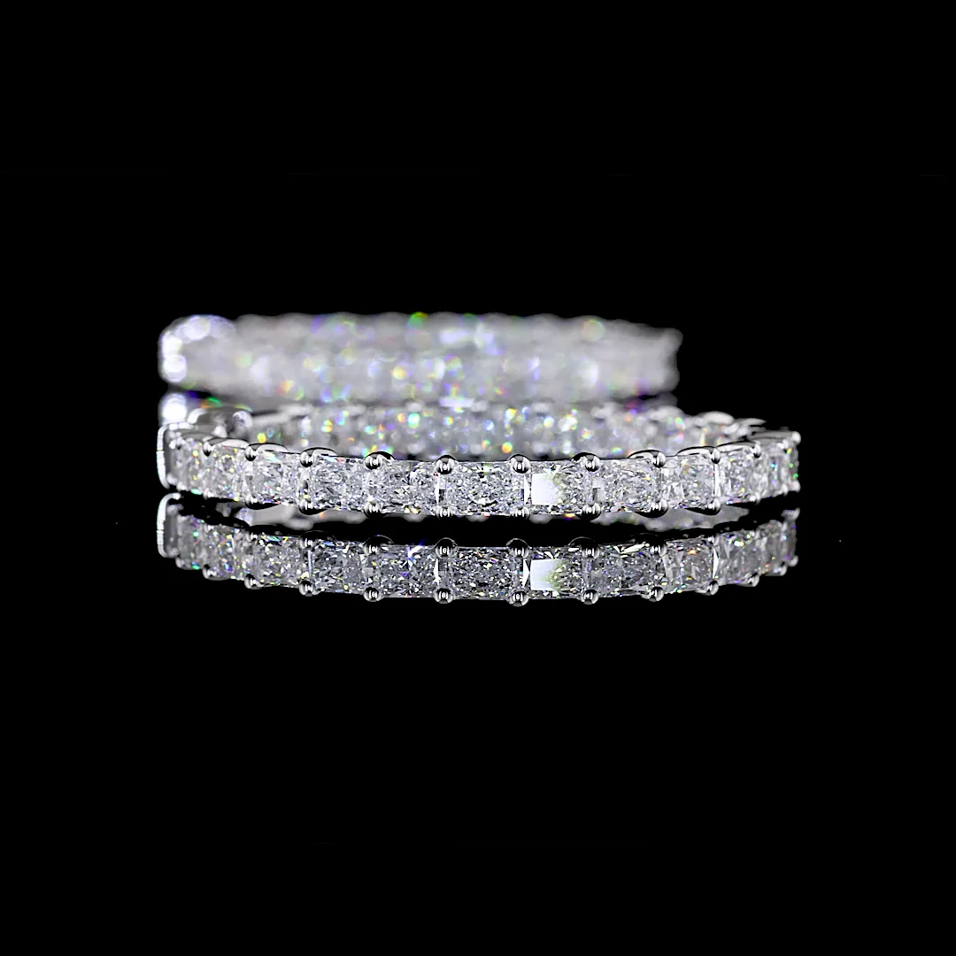 4.97 Cts 14k White Gold Radiant Shape Hoops Earring - Image 2