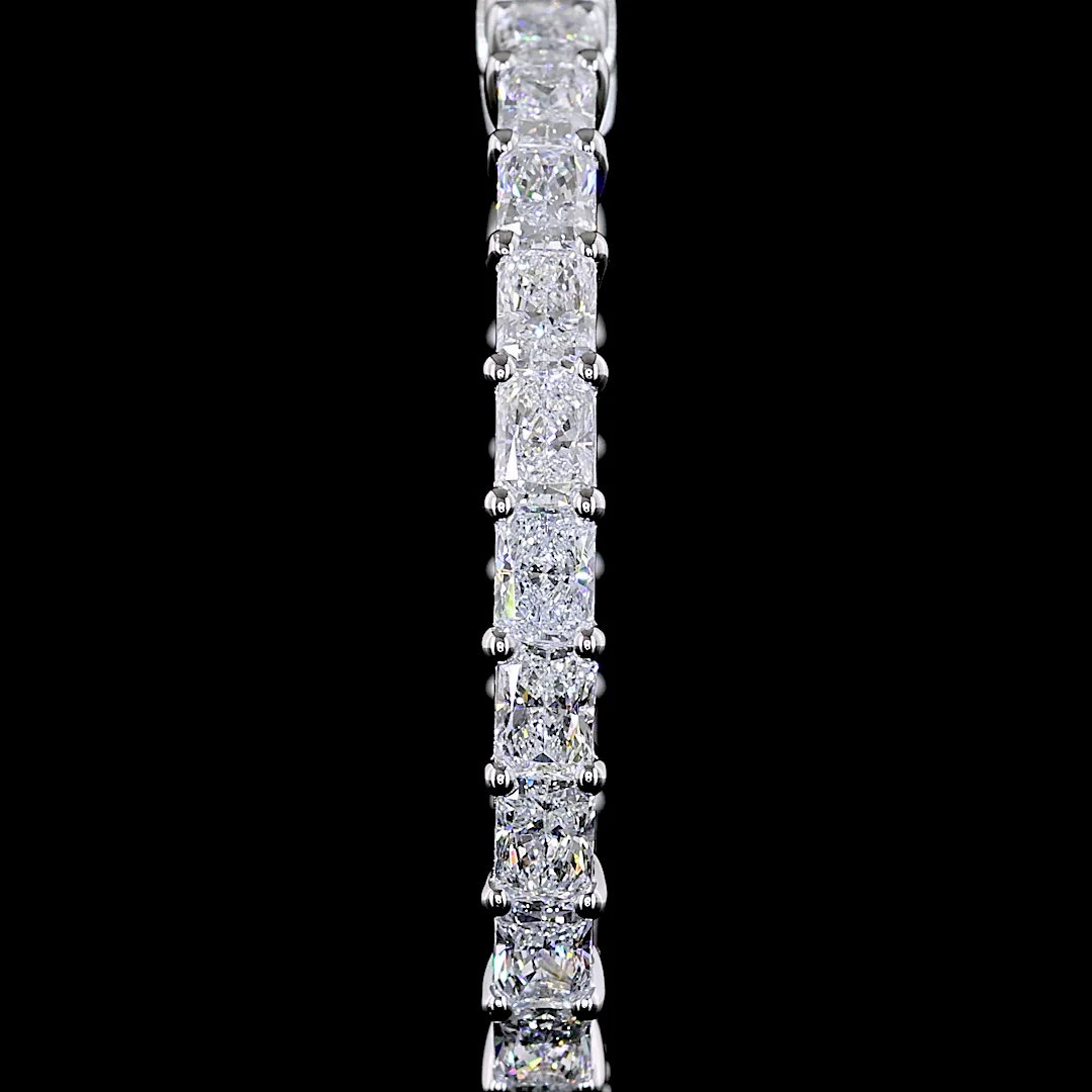 4.97 Cts 14k White Gold Radiant Shape Hoops Earring - Image 3