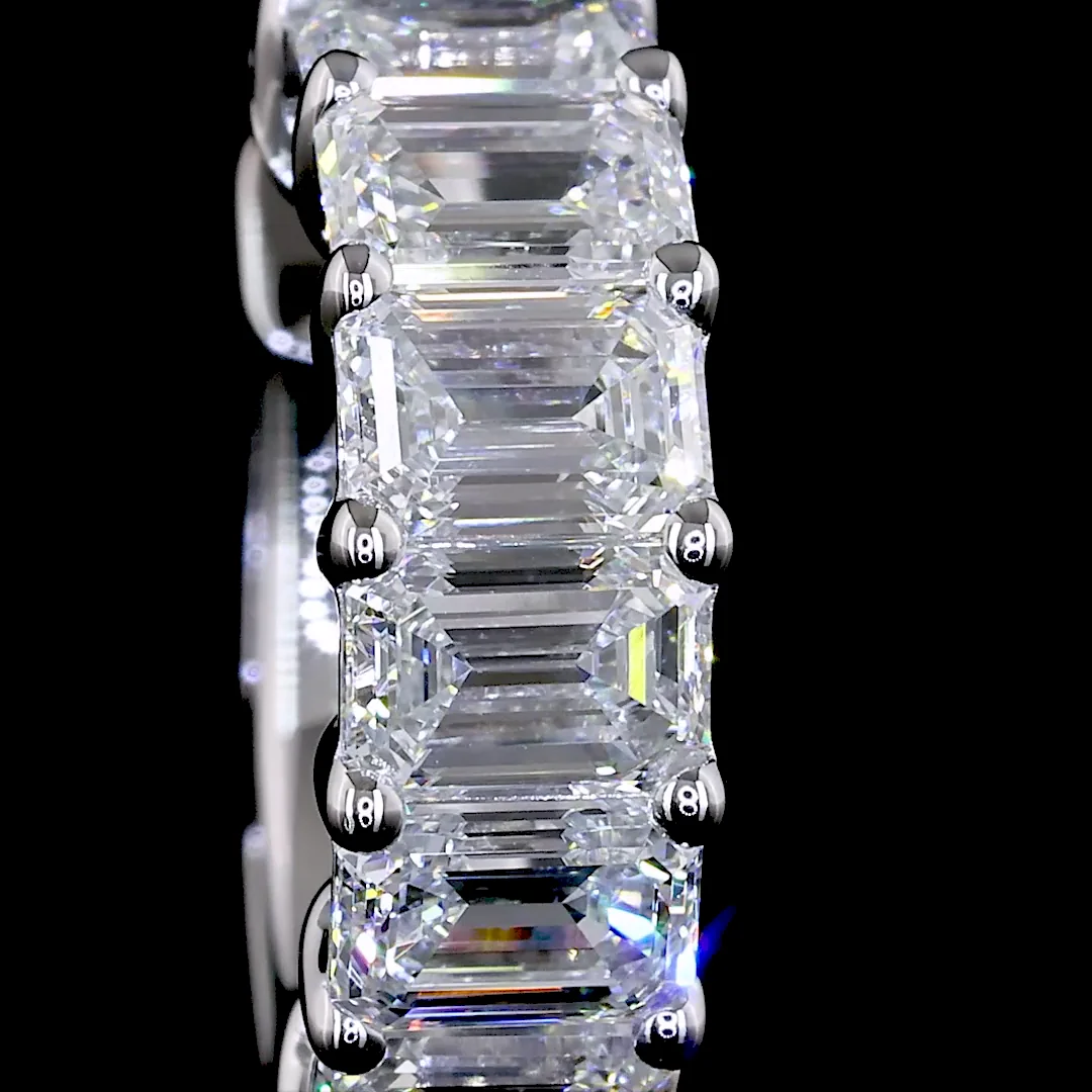 1.89 Cts 14k White Gold Emerald Shape Huggies Earring - Image 3