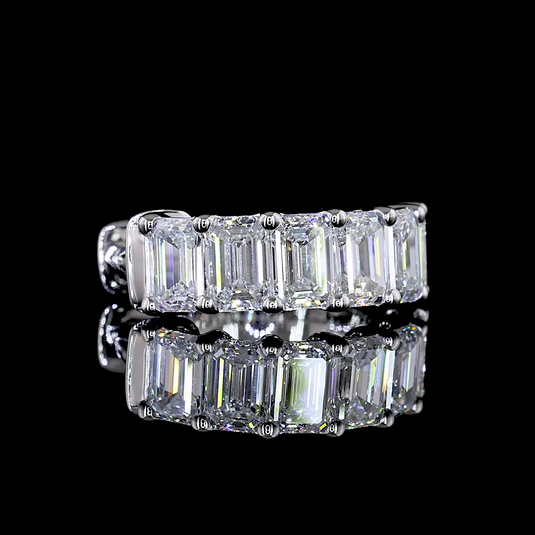 1.89 Cts 14k White Gold Emerald Shape Huggies Earring - Image 4