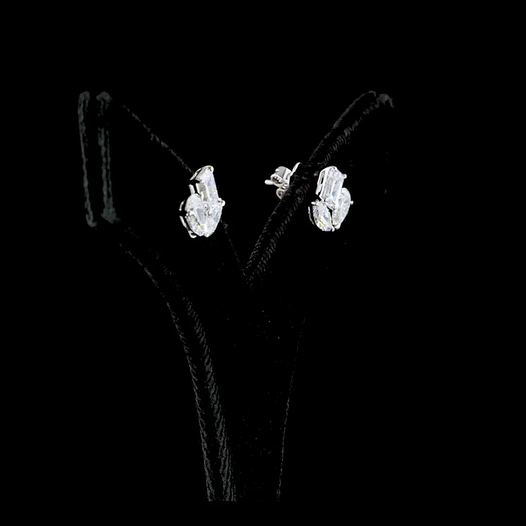 2.97 Cts 14k White Gold Mix Shape Studs Earring - Image 2