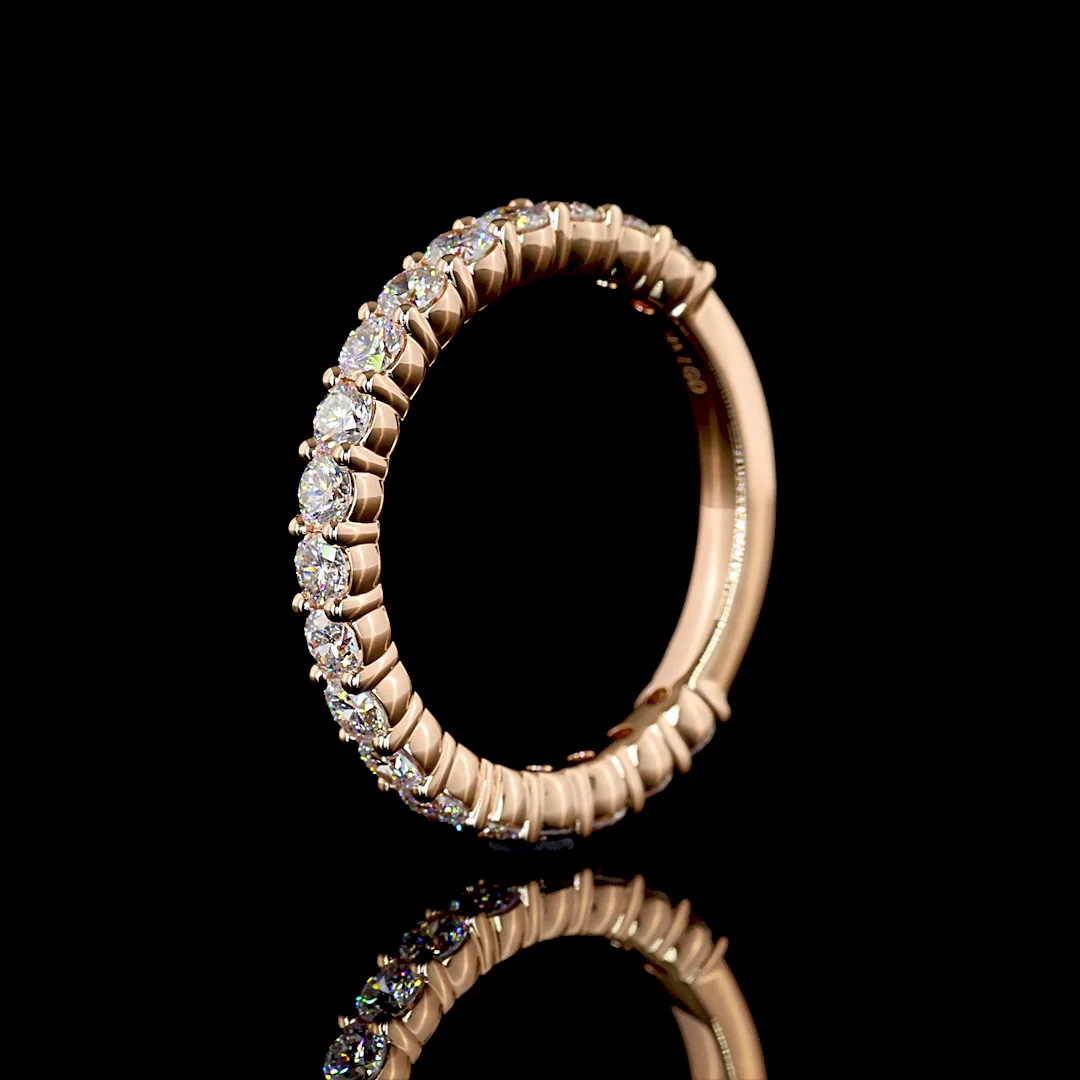 0.82 Cts 14k Rose Gold Round Shape 3/4 Band Eternity Band - Image 4
