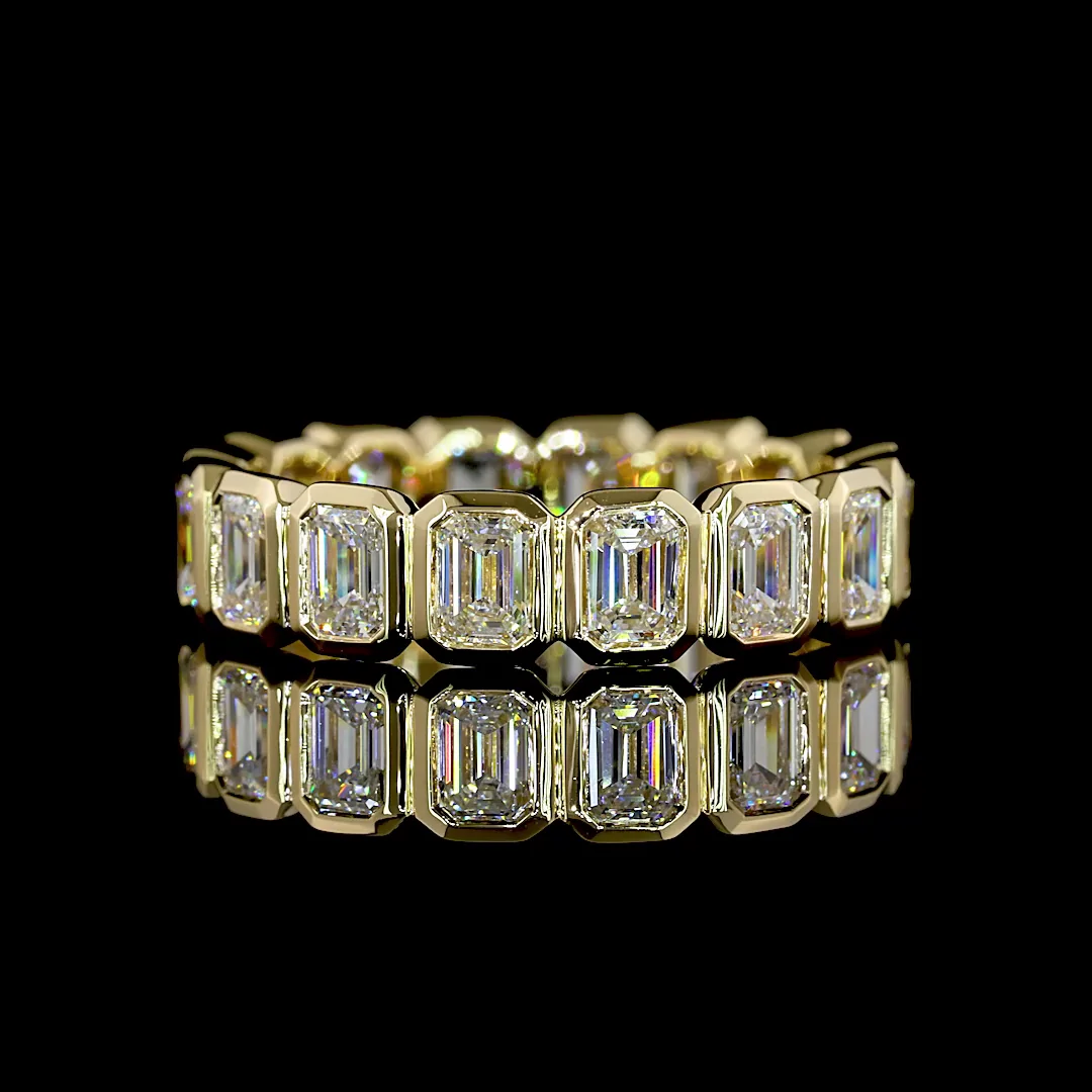 3.16 Cts 14k Yellow Gold Emerald Shape Eternity Band Eternity Band - Video