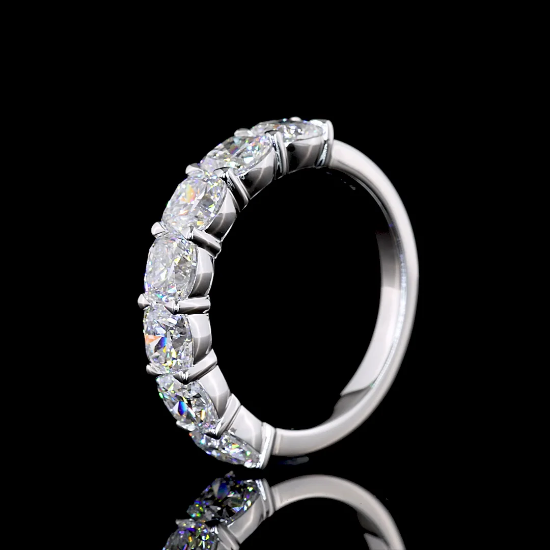 3.21 Cts 14k White Gold Square Cushion Brilliant Shape 7 Stones Eternity Band - Image 4